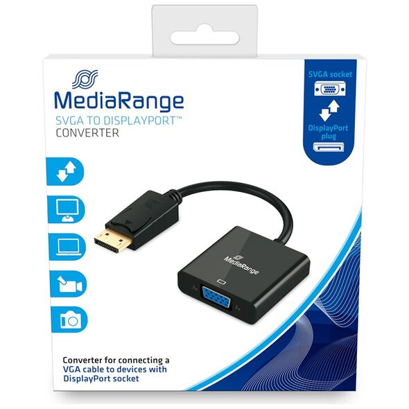 Καλώδιο MediaRange SVGA to DisplayPort converter, VGA socket/DP plug, 15cm, black (MRCS173) έως 12 άτοκες Δόσεις