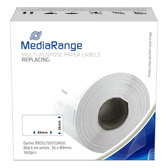 Ετικέτες Γενικής Χρήσης MediaRange (Dymo 99012/S0722400) 36x89mm. 260 pcs (Μαύρα Γράμματα σε Λευκό Φόντο) (MRDY99012) έως 12 άτοκες Δόσεις