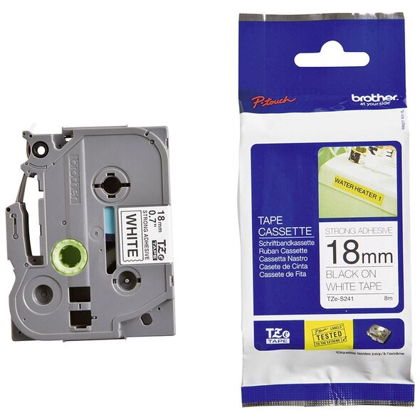 Brother TZe-S241 Labelling Tape Cassette – Black on White Strong Adhesive, 18mm wide (TZES241) (BROTZES241) έως 12 άτοκες Δόσεις