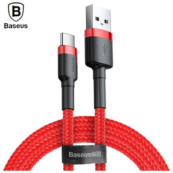 Baseus Cafule Braided USB 2.0 Cable USB-C male - USB-A male Κόκκινο 3m (CATKLF-U09) (BASCATKLFU09) έως 12 άτοκες Δόσεις