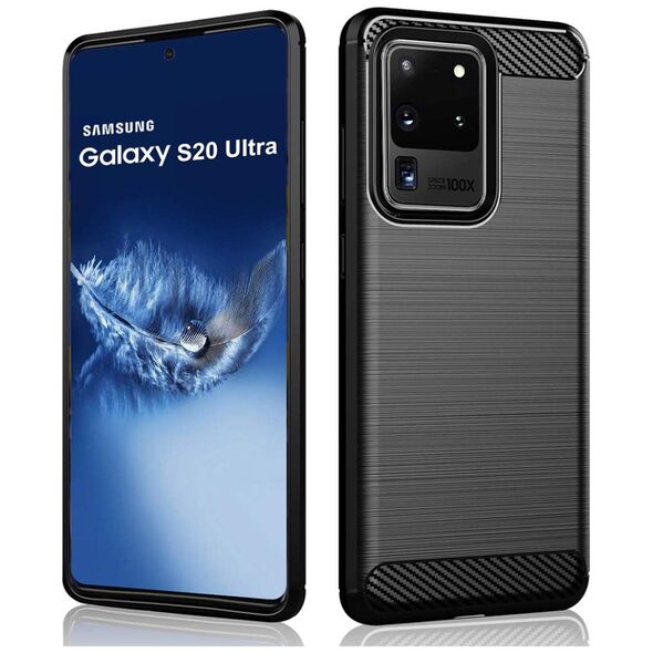 Techsuit Husa pentru Samsung Galaxy S20 Ultra 4G / S20 Ultra 5G - Techsuit Carbon Silicone - Black 5949419062429 έως 12 άτοκες Δόσεις