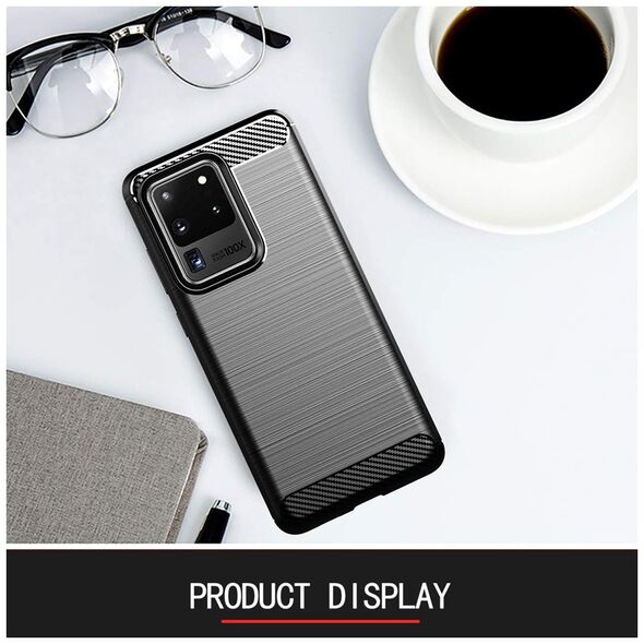 Techsuit Husa pentru Samsung Galaxy S20 Ultra 4G / S20 Ultra 5G - Techsuit Carbon Silicone - Black 5949419062429 έως 12 άτοκες Δόσεις