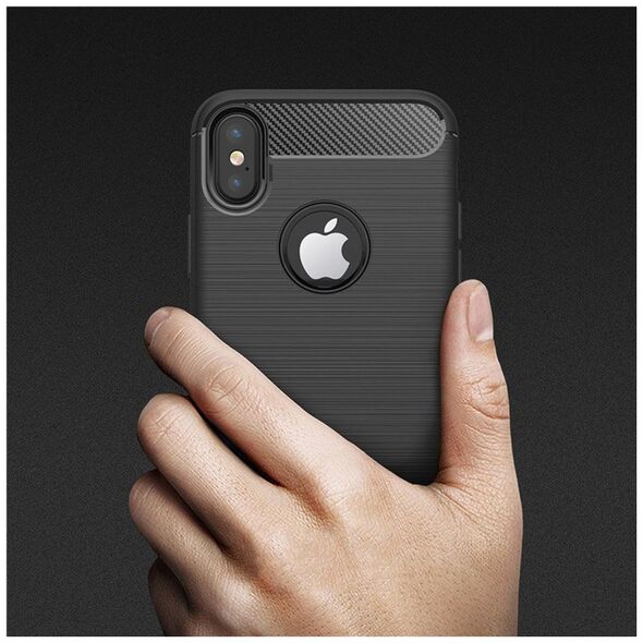 Techsuit Husa pentru iPhone X / XS - Techsuit Carbon Silicone - Black 5949419062047 έως 12 άτοκες Δόσεις