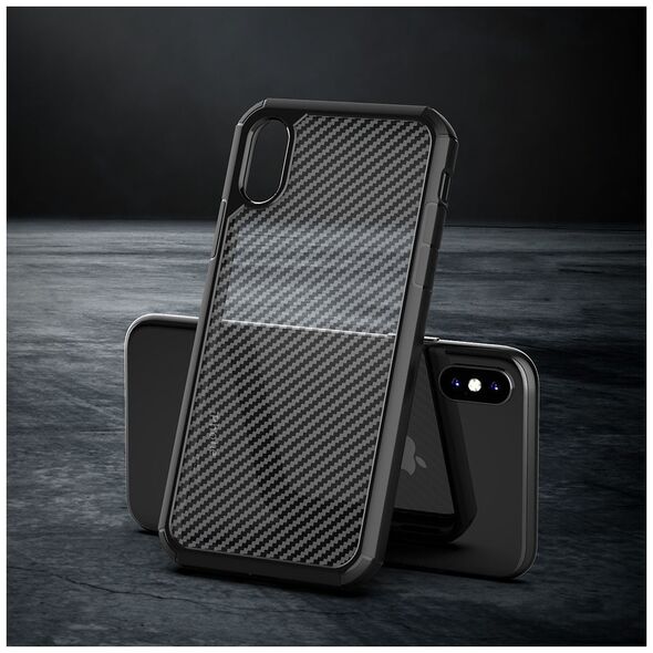 Techsuit Husa pentru iPhone XS Max - Techsuit Carbon Fuse - Black 5949419058798 έως 12 άτοκες Δόσεις