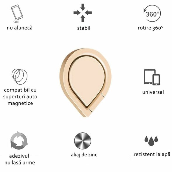 Techsuit Suport Inel Telefon - Techsuit Water Drop Ring Holder - Gold 5949419058071 έως 12 άτοκες Δόσεις