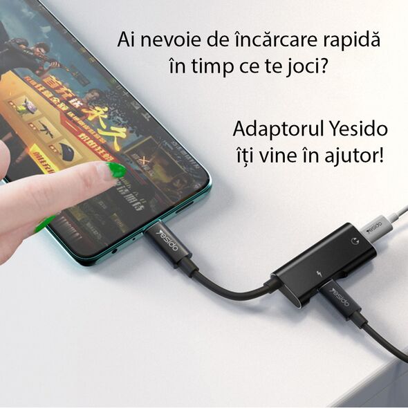 Yesido Cablu Audio Adaptor Type-C la 2x Type-C - Yesido (YAU23) - Black 6971050264329 έως 12 άτοκες Δόσεις
