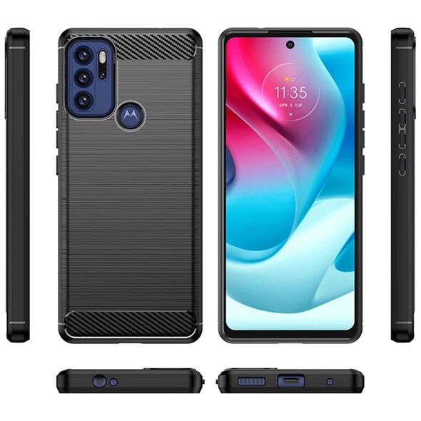 Techsuit Husa pentru Motorola Moto G60S - Techsuit Carbon Silicone - Black 5949419033658 έως 12 άτοκες Δόσεις