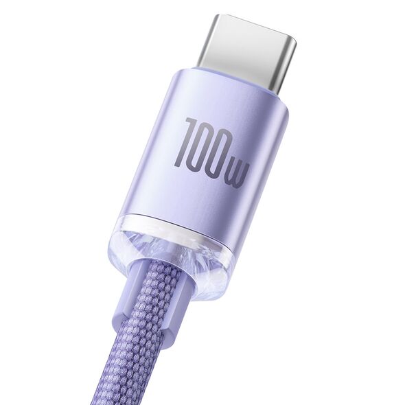 Baseus Cablu de Date USB la Type-C 100W, 1.2m - Baseus Crystal Shine (CAJY000405) - Purple 6932172602826 έως 12 άτοκες Δόσεις