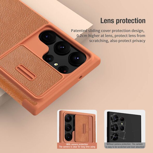Nillkin Husa pentru Samsung Galaxy S23 Ultra - Nillkin QIN Leather Pro Case - Brown 6902048258556 έως 12 άτοκες Δόσεις