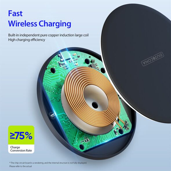 Duzzona Duzzona - Wireless Charger (W8) - for Phones and AirPods, with Cable Type-C, 1m, 15W - Black 6934913033081 έως 12 άτοκες Δόσεις