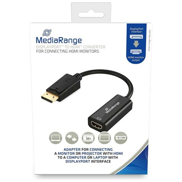 Καλώδιο MediaRange HDMI High Speed to DisplayPort converter, gold-plated, HDMI socket/DP plug, 10 Gbit/s data transfer rate, 15cm, black (MRCS175) έως 12 άτοκες Δόσεις