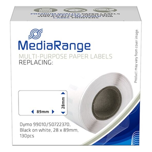 Ετικέτες Γενικής Χρήσης MediaRange (Dymo 99010/S0722370) 28x89mm. 130 pcs (Μαύρα Γράμματα σε Λευκό Φόντο) (MRDY99010) έως 12 άτοκες Δόσεις