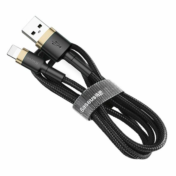 Baseus Cablu de Date USB la Lighting 1.5A, 2m - Baseus Cafule (CALKLF-CV1) - Gold Black 6953156275034 έως 12 άτοκες Δόσεις