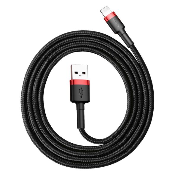 Baseus Cablu de Date USB la Lightning 2.4A, 1m - Baseus Cafule (CALKLF-B19) - Red Black 6953156274983 έως 12 άτοκες Δόσεις