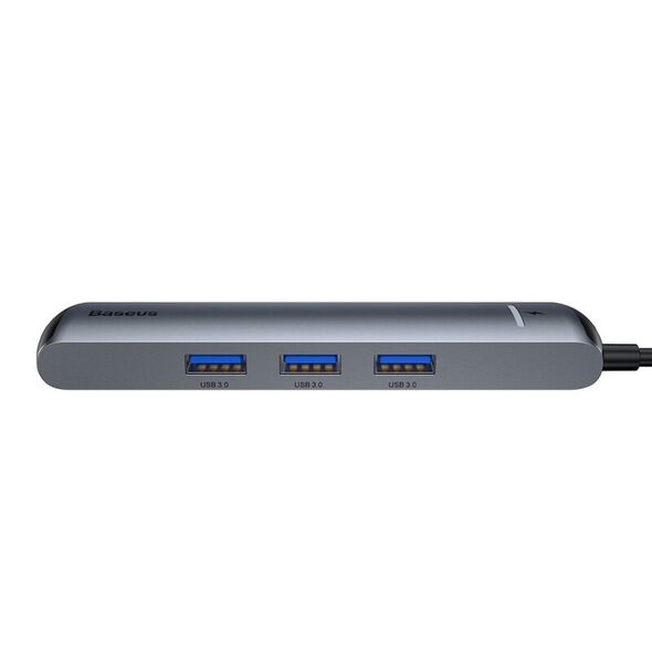 Baseus Hub - USB-C la HDMI, Type-C, 3x USB, RJ45 - Baseus (CAHUB-J0G) - Grey 6953156287365 έως 12 άτοκες Δόσεις