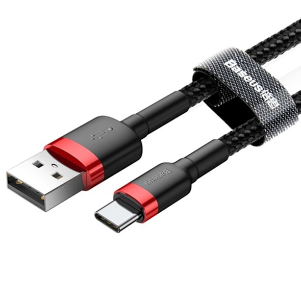 Baseus Cablu de Date USB Type-C, 3A, 0.5m - Baseus Cafule (CATKLF-A91) - Black / Red 6953156278172 έως 12 άτοκες Δόσεις