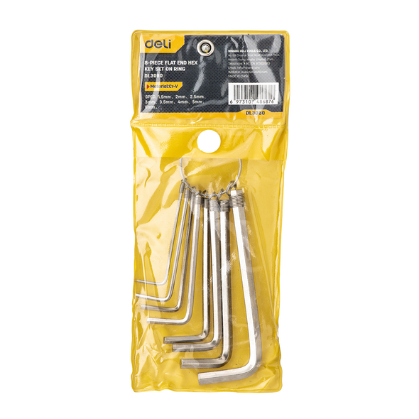 Deli Tools Hex Key Sets 1.5-6mm Deli Tools EDL3080 (silver) 027108 έως και 12 άτοκες δόσεις
