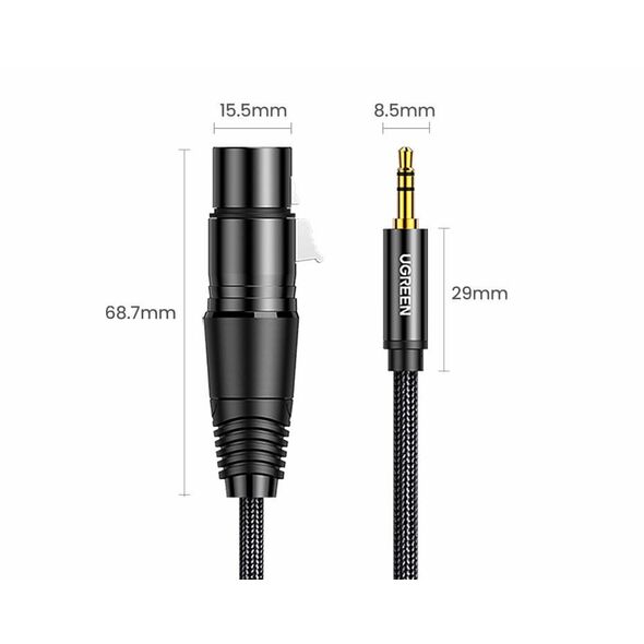 UGREEN UGREEN AV131 Female XLR cable for jack 3.5 men - 2m (black) 026919 έως και 12 άτοκες δόσεις