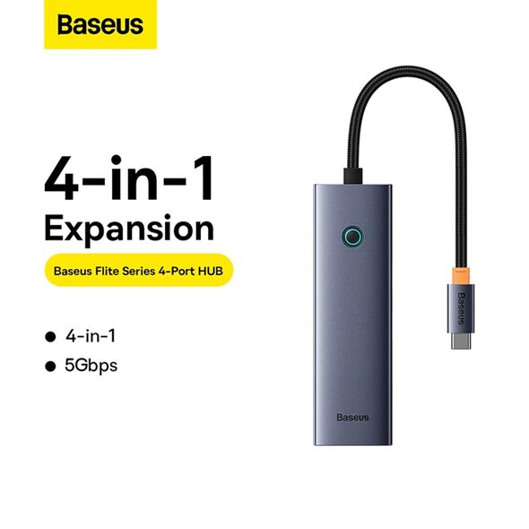 Baseus Baseus - Docking Station Flite Series (B0005280A813-03) - Type-C to 4x USB3.0 - Space Grey 6932172630829 έως 12 άτοκες Δόσεις