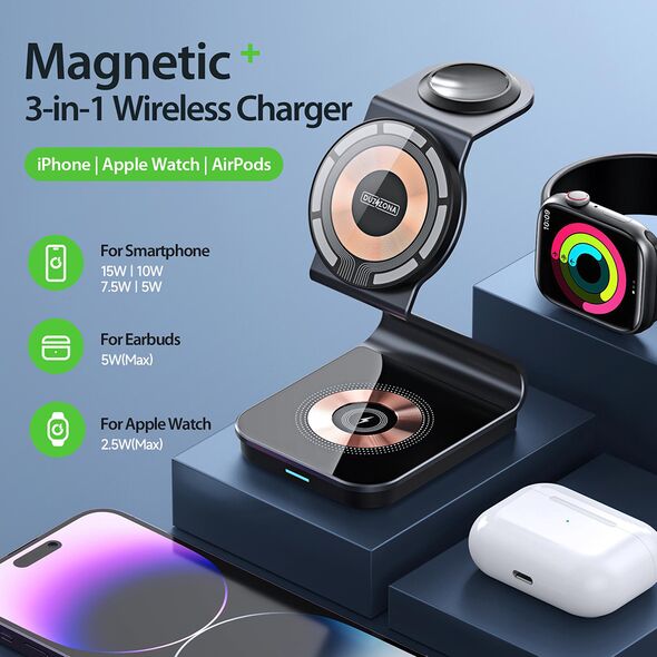 Duzzona Duzzona - Charging Station 3in1 (W15) - for iPhone, Apple Watch, AirPods, 15W - Transparent 6934913026588 έως 12 άτοκες Δόσεις