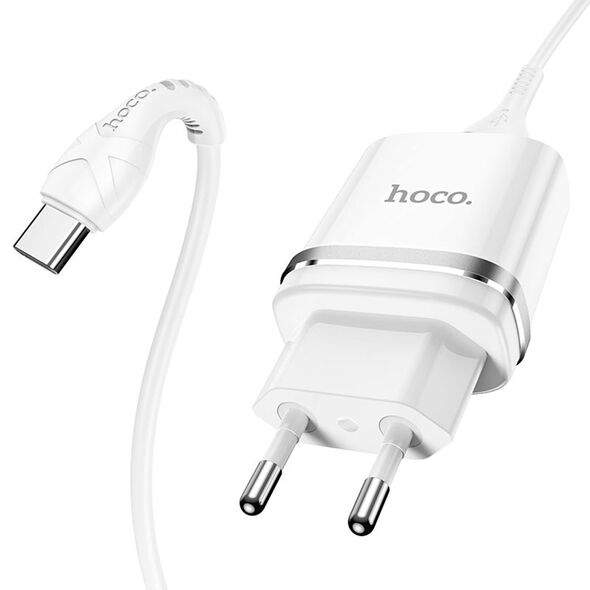Hoco Incarcator Priza USB-A, 10W, 2.4A + Cablu Type-C - Hoco Ardent (N1) - White 6931474730985 έως 12 άτοκες Δόσεις