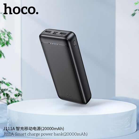 Hoco Hoco - Power Bank Smart (J111A) - 2x USB, Type-C, Micro-USB with LED for Battery Check, 2A, 20000mAh - Black 6931474795762 έως 12 άτοκες Δόσεις