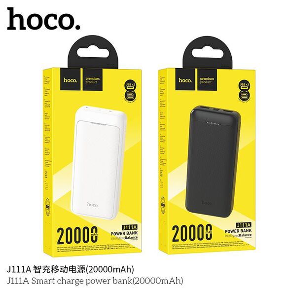 Hoco Hoco - Power Bank Smart (J111A) - 2x USB, Type-C, Micro-USB with LED for Battery Check, 2A, 20000mAh - Black 6931474795762 έως 12 άτοκες Δόσεις