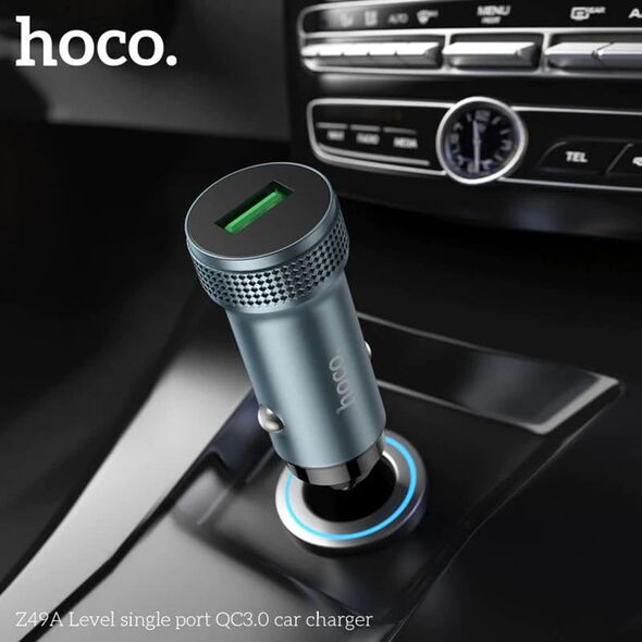 Hoco Hoco - Car Charger (Z49A) - USB 3.0, Fast Charging, Universal Compatibility, 18W - Metal Gray 6931474795694 έως 12 άτοκες Δόσεις