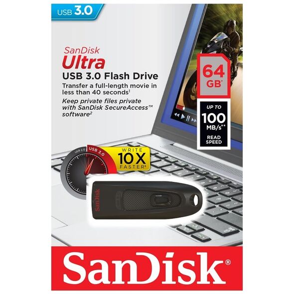 SanDisk Ultra USB 3.0 Flash Drive 64GB (SDCZ48-064G-U46) (SANSDCZ48-064G-U46) έως 12 άτοκες Δόσεις
