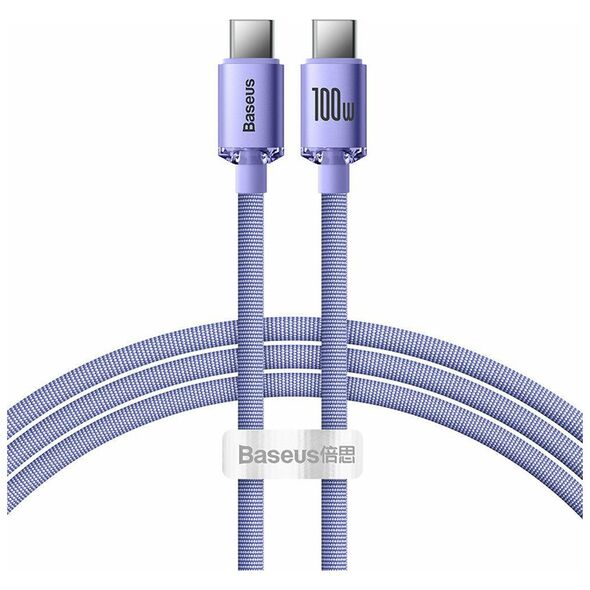 Baseus Crystal Shine Braided USB 2.0 Cable USB-C male - USB-C male Μωβ 1.2m (CAJY000605) (BASCAJY000605) έως 12 άτοκες Δόσεις