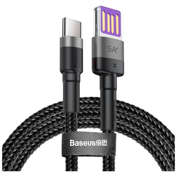 Baseus Cafule Braided USB 2.0 Cable USB-C male - USB-A male Μαύρο 1m (CATKLF-PG1) (BASCATKLFPG1) έως 12 άτοκες Δόσεις