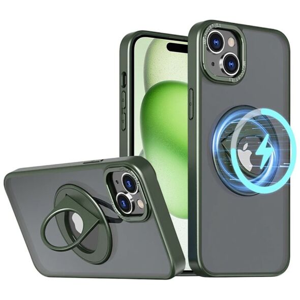 Techsuit Husa pentru iPhone 15 Plus - Techsuit MagSafe Ghost Holder Series - Matte Green 5949419068537 έως 12 άτοκες Δόσεις