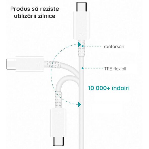 Samsung Cablu de Date Fast Charging, 2x Type-C, 5A, 1m - Samsung (EP-DN975BWEGWW) - White (Bulk Packing) 8596311155321 έως 12 άτοκες Δόσεις