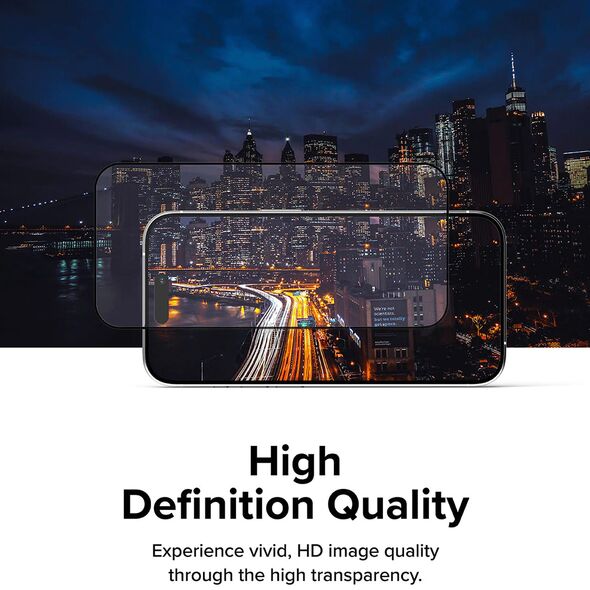 Ringke Folie pentru iPhone 15 Pro - Ringke Cover Display Tempered Glass - Black 8809919307970 έως 12 άτοκες Δόσεις