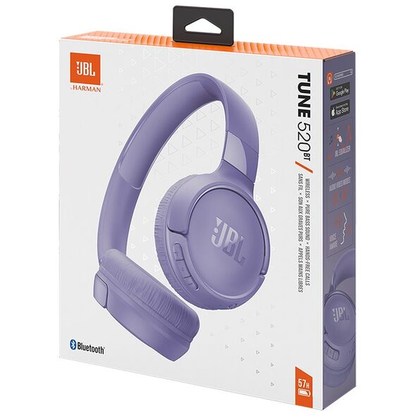 JBL Casti Bluetooth on-ear cu microfon, pliabile - JBL (Tune 520) - Purple 6925281964756 έως 12 άτοκες Δόσεις