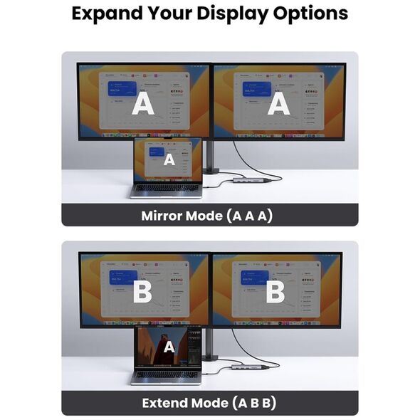 Ugreen Hub USB-C la Type-C, 3x USB, HDMI, RJ45, Jack 3.5mm, VGA, TF, SD Card - Ugreen (15601) - Gray 6941876216017 έως 12 άτοκες Δόσεις