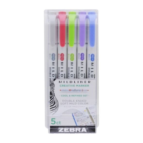 Zebra Mildliner Double Ended Marker Bold & Fine Point 5 Pack Cool & Refined Set (ZB-78205) (ZEB78205) έως 12 άτοκες Δόσεις