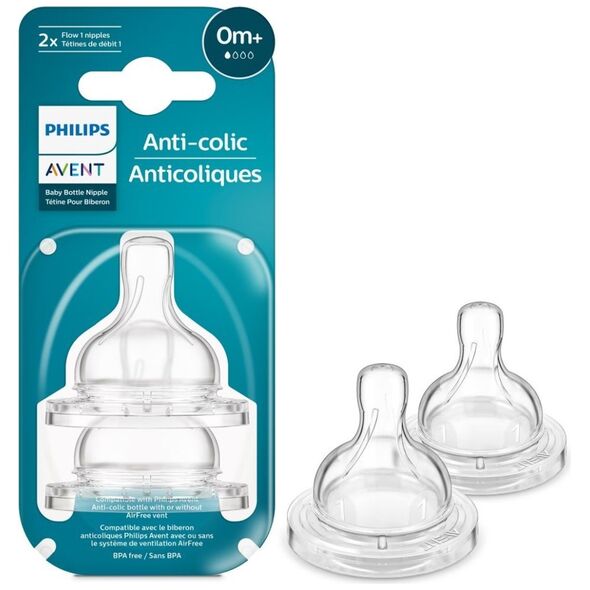 Philips Θηλές από Σιλικόνη Baby Bottle Flow 1 Nipple 2τμχ (SCY761/02) (PHISCY761.02) έως 12 άτοκες Δόσεις
