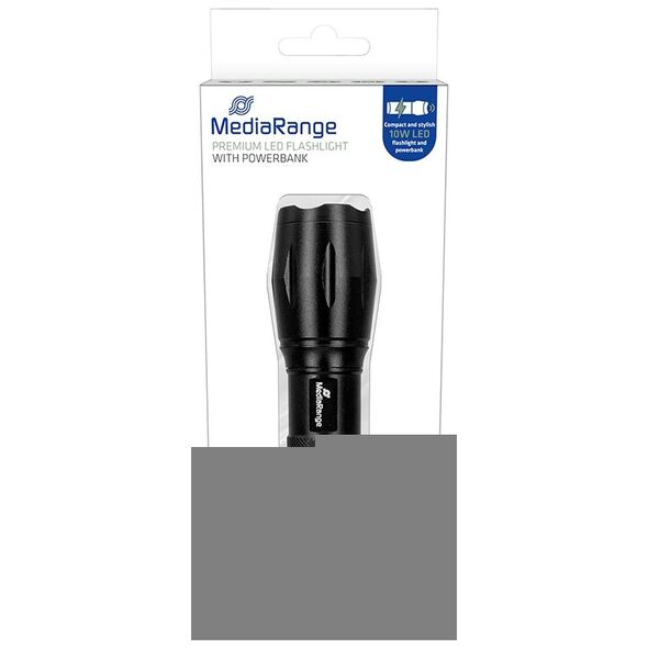 MediaRange LED flashlight with powerbank, 1.800mAh battery, black (MR735) έως 12 άτοκες Δόσεις