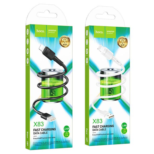 HOCO - X83 DATA CABLE USB TO LIGHTNING 1m 2.4A BLACK HOC-X83i-BK 68885 έως 12 άτοκες Δόσεις