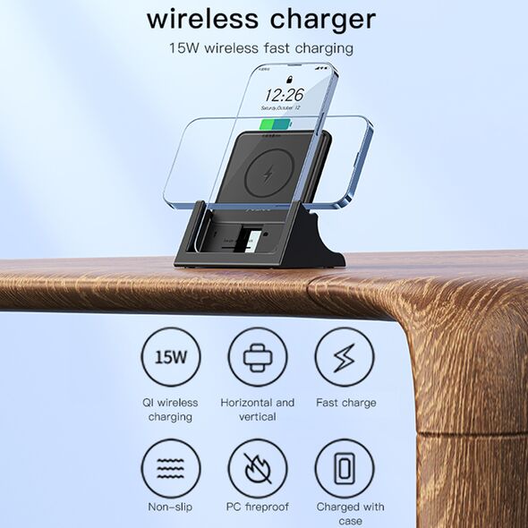 Yesido Yesido - Wireless Charger (DS15) - for Phone, Horizontal and Vertical Charging, 15W - Black 6971050267511 έως 12 άτοκες Δόσεις