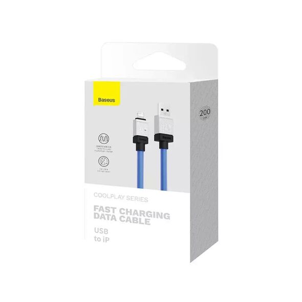 Baseus Cablu de Date USB la Lightning Fast Charging, 2.4A, 2m - Baseus CoolPlay Series (CAKW000503) - Blue 6932172626785 έως 12 άτοκες Δόσεις