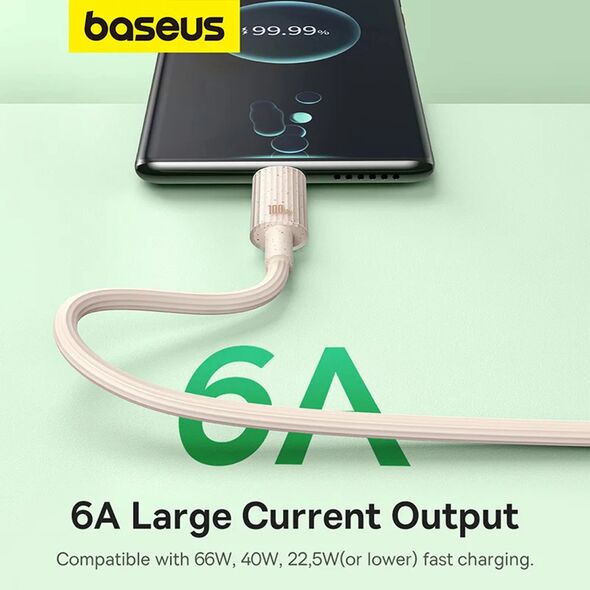 Baseus Cablu USB la Type-C, Fast Charging, 100W, 480Mbps, 1m - Baseus Habitat Series (P10360203421-00) - Wheat Pink 6932172642983 έως 12 άτοκες Δόσεις