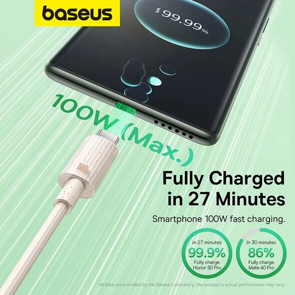 Baseus Cablu USB la Type-C, Fast Charging, 100W, 480Mbps, 1m - Baseus Habitat Series (P10360203421-00) - Wheat Pink 6932172642983 έως 12 άτοκες Δόσεις