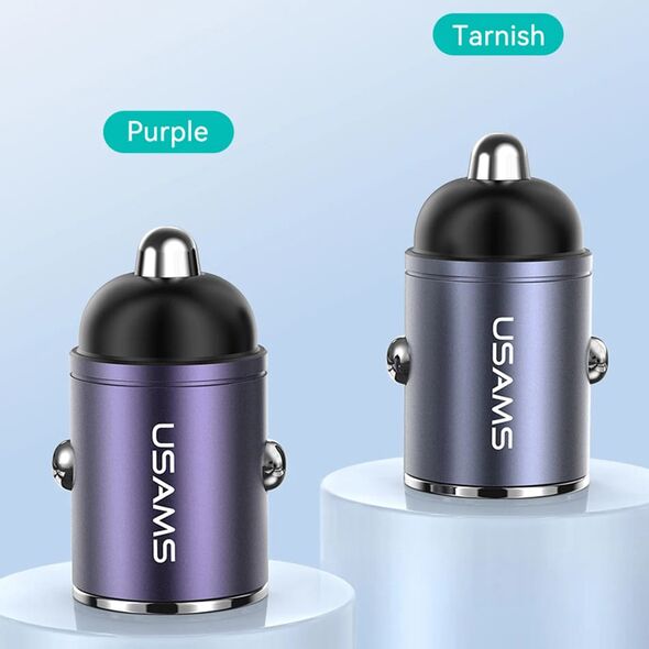USAMS Usams - Car Charger C38 US-CC206 (CC206CC02) - USB, Type-C, Fast Charging, 30W - Purple 6958444907949 έως 12 άτοκες Δόσεις