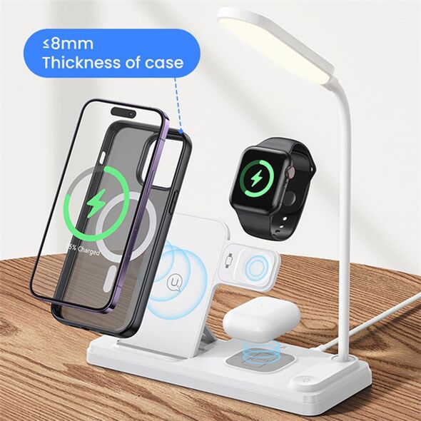USAMS Usams - Wireless Charging Station 4in1 (US-CD195) - with Table Lamp for iPhone, iWatch, AirPods, 15W, 3A - White 6958444905624 έως 12 άτοκες Δόσεις