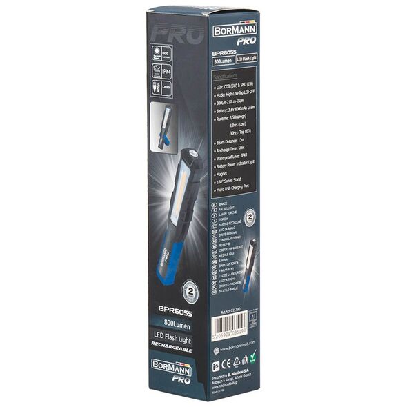 Bormann pro Bpr6055 Φακος Επαναφορτιζομενος 800lm 035190 έως 12 Άτοκες Δόσεις