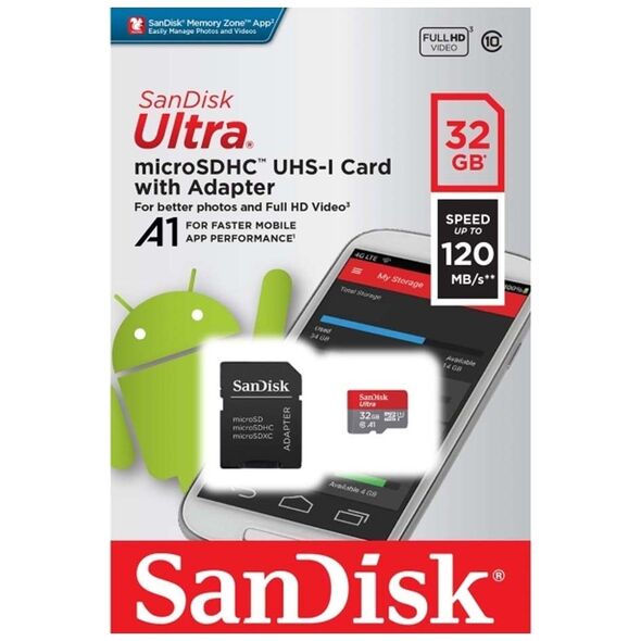 Sandisk Ultra microSDHC 32GB Class 10 A1 With Adapter Mobile (SDSQUA4-032G-GN6MA) (SANSDSQUA4-032G-GN6MA) έως 12 άτοκες Δόσεις