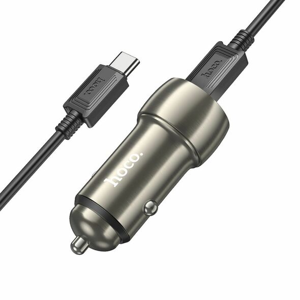 HOCO - Z48 car charger 2x Type C + cable Type C to Type C 40W metal gray HOC-Z48c-GR 71899 έως 12 άτοκες Δόσεις