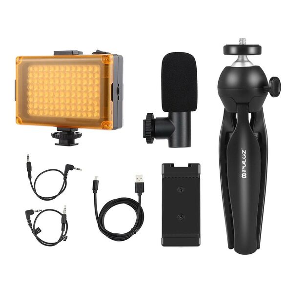 Puluz Live broadcast kit Puluz tripod mount + LED lamp + microphone + phone clamp 028636 5907489607100 PKT3132B έως και 12 άτοκες δόσεις